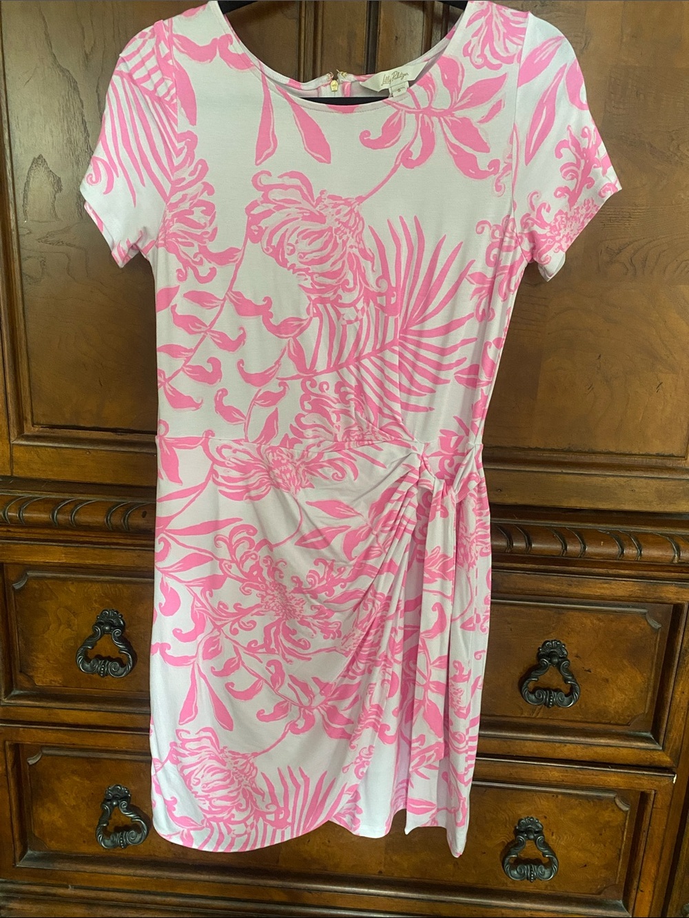 Lilly Pulitzer Pink and White Floral Short Sleeve Dress